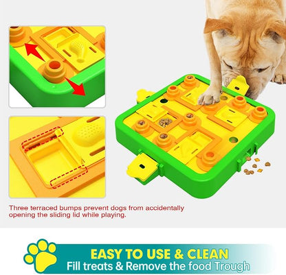 Dog Puzzle Toy Mental Stimulation - Level 3 in 1 Dogs Food Feeder Puzzle, Dog Treat Puzzle Feeder (Advanced-Green Board)