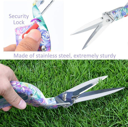 Garden Tools Set, 11 Pieces Gardening Gifts with Purple Floral Print, Ergonomic Handle, Trowel, Rake, Shovels, Pruner, Shears, Sprayer, Gloves, Garden Hand Tools with Carrying Case