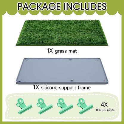 Dog Potty for Indoor or Porch with Foldable Silicone Stand Tray Large, 35 x 25 Inch Dog Grass Pad for Puppy Training, Reusable Artificial Grass Pee Pad, Indoor Outdoor Pet Toilet for Small Medium Dogs