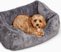 FUZI Premium Aesthetic Dog Bed for Medium Dogs with Washable Cover, Pet Couch, Pet Bed with Sides, Non-Slip Bottom, Soft and Durable Calming Dog Bed, Faux Rabbit Fur, Medium 31.75x23.6x9.5 Dark Grey