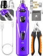 Dog Nail Grinder with 2 LED Lights Powerful 2 Speeds Super Quiet Dog Nail Trimmers with 3 Grinding Wheels Rechargeable Pet Dog Nail Clippers for Large Medium Puppy Dogs Dog Nail File Cat Nail Clipper