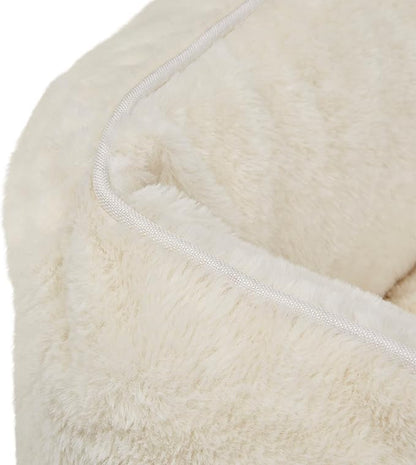 FUZI Luxury Aesthetic Dog Bed for Medium Dogs with Washable Cover, Pet Couch, Pet Bed with Sides, Non-Slip Bottom, Soft and Durable Calming Dog Bed, Faux Rabbit Fur, Medium 31.75x23.6x9.5 Soft White