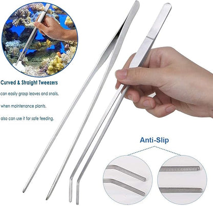 7 in 1 Aquarium Aquascaping Tools Kits,Stainless Steel Aquarium Plant Tools Tweezers Scissors Scrapers for Aquarium Tank Clean Fish Tank Aquascape Tools Sets