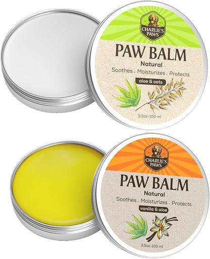 2 Pack Paw Balm 100% Natural Oil Aloe Oats Vanilla for Dog and Cat Paw Pad Balm Dog Nose Balm Paw Moisturizer Wax for Dog Pet Puppy Protect Dry Cracked Paw Foot Heals Restores Paw Elbows 3.5 Oz