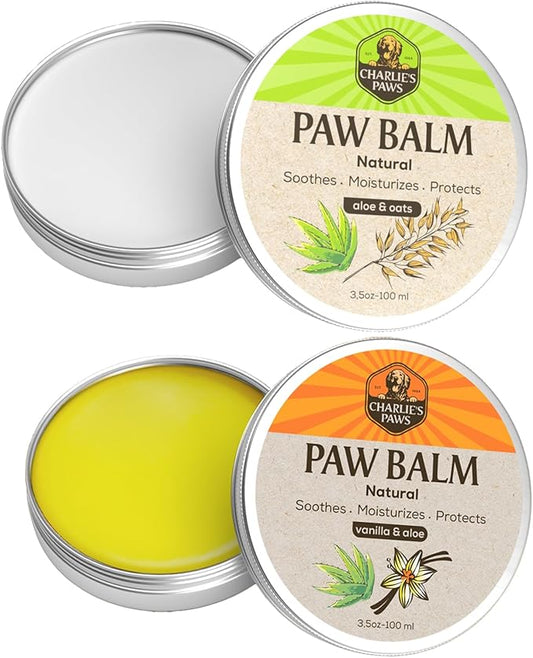 2 Pack Paw Balm 100% Natural Oil Aloe Oats Vanilla for Dog and Cat Paw Pad Balm Dog Nose Balm Paw Moisturizer Wax for Dog Pet Puppy Protect Dry Cracked Paw Foot Heals Restores Paw Elbows 3.5 Oz
