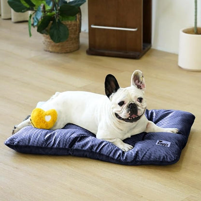 FUNNY FUZZY 2 in 1 Dog Bed Crate Pad Mat, Washable Reversible Pet Floor Mats,Fluffy Kennel Pad for Small Large Sized Dog,Indoor Cats,Sleeping Mattress, 29.9" × 18.9", Midnight Blue