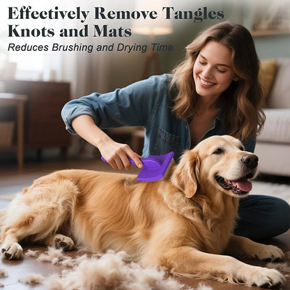 2PCS Slicker Brush for Dogs & Pet Comb,Professional Dog Grooming Brush (Goldendoodles,Poodles,Labradoodles) with Extra Long Pins to Effectively Remove Tangles, Knots and Mats (Purple)