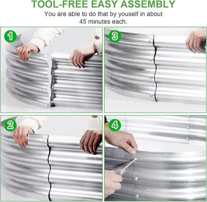 2Pack Raised Garden Bed 6×3×1FT,Galvanized Planter Box Oval Large Matel Steel Backyard Beds Outdoor for Vegetables,Flowers,Herbs,Plant