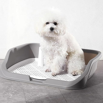 Fabater Dog Potty Toilet Training Tray, Portable Multifunctional Mesh Puppy Training Toilet Pad Holder with Bafflel for Small Dogs Puppies (Gray)
