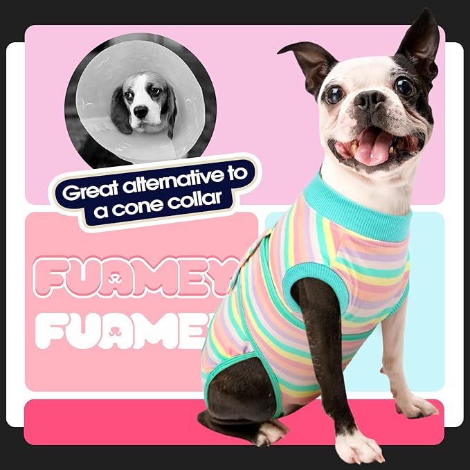 FUAMEY Recovery Suit,Soft Breathable Pet Bodysuit E-Collar & Cone Alternative Surgical Suit Puppy Wear, Anti Licking Wounds Doggie Onesie for Small Medium & Large Pets Dogs,cats,XXL(chest:32.3-39.3)