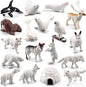 18pcs Arctic Animal Figures, Realistic Arctic Animals Toy Figurines Set with Arctic Fox Wolf Polar Bear Reindeer Figures for Kids, Miniature Toys Cake Topper Birthday Gift