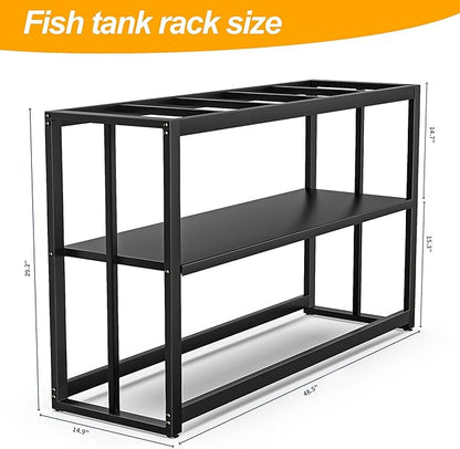 Akenow 55-75 Gallon Fish Tank Stand with Storage Shelf, 48.5 x14.9 x 29.2 Inch Aquarium Stand, Turtle Tank, Reptile Terrariums and Breeder Tank Stand,980LBS Capacity, Black