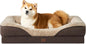 EHEYCIGA Memory Foam Dog Bed for Large Sized, Orthopedic Dog Sofa with Sides and Waterproof Liner, Washable Bolster Pet Bed Couch with Removable Cover, 36x27x7 Inch, Brown