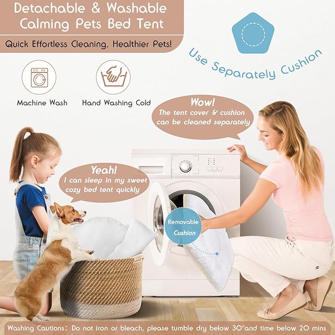 16" Dog& Cat Teepee Tent +20" Pet Cooling Mat +10ft Star String Light [2-Modes],Cotton Thicked Soft Comfort Anti-Slip Cushion (Used/Wash Separately), Small Pets Tents House Indoor or Outdoor