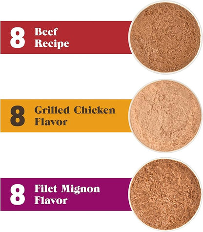 Amazon Brand - Wonder Bound Small Breed Wet Dog Food, Variety Pack (Beef Recipe, Grilled Chicken Flavor, Filet Mignon Flavor), Loaf in Gravy, 3.5 Ounce (Pack of 24)