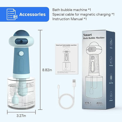 Dog Shampoo Dispenser, UFO Dog Shampoo Sprayer, Electric Foaming Shampoo Dispenser for Dog and Cat Washing, for Bathtub, Kitchen Sink, Bathroom Cleaning, Blue