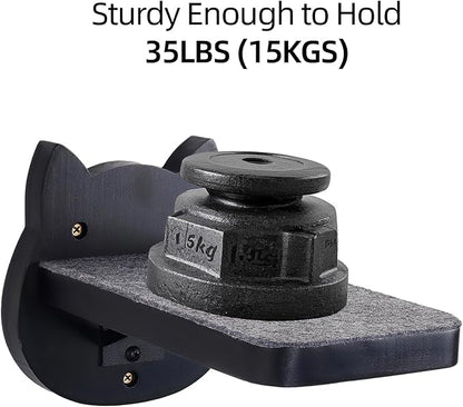 ESPETS Black Painted Solid Wood Cat Wall Climbing Steps Set of 3 - Wall Mounted Cat Floating Furniture Shelves and Perches, Sturdy Climber Stairs Ladders - Holds up 30lbs