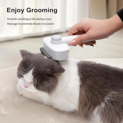 2-in-1 Deshedding Brush & Dematting Comb for Cats, Cat Brush for Long Haired Cats, Effectively Removes Matted Fur & Tangles, White