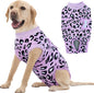 FUAMEY Recovery Suit for Dogs After Surgery,Soft Breathable Dog Bodysuit E-Collar & Cone Alternative Surgical Suit,Male Female Dog Neuter Spay Suits Anti Licking Wounds Onesie Purple Leopard XXL