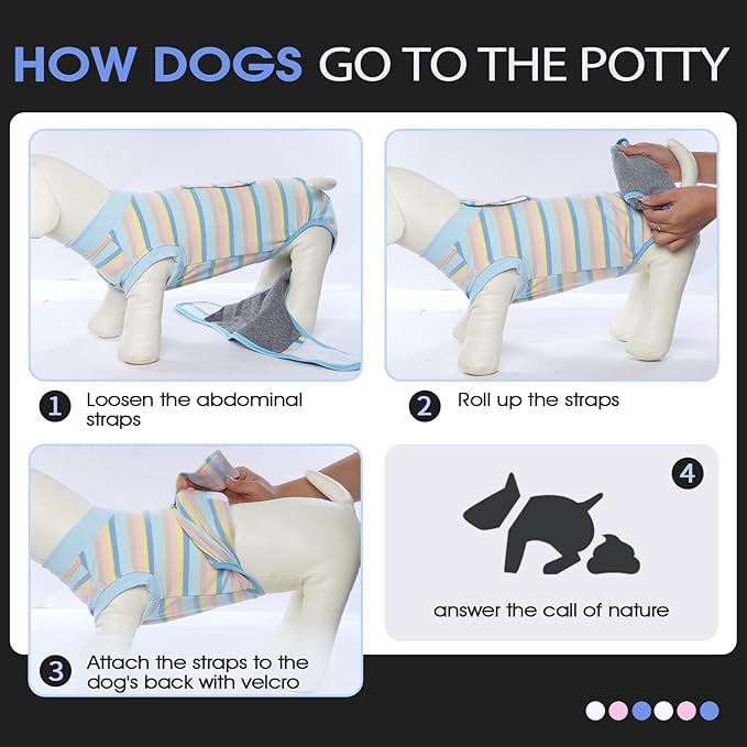 FUAMEY Recovery Suit for Dogs After Surgery,Soft Breathable Dog Bodysuit E-Collar & Cone Alternative Surgical Suit,Male Female Dog Neuter Spay Suits Anti Licking Wounds Onesie Blue Yellow Stripes XL