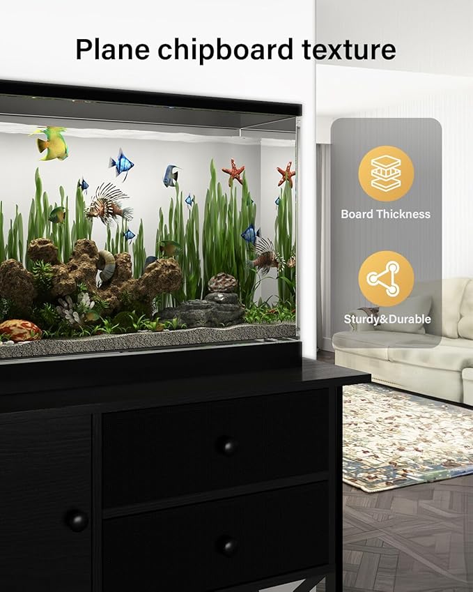 Fish Tank Stand 40 Gallon: Sturdy Aquarium Stand with Accessories Storage - Metal Tank Stands Table for 40-50 Gallon Reptile Breeder Turtle Terrarium - 36.6"x18.8" Weight Capacity 660 lbs