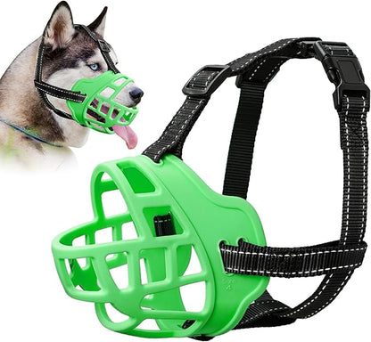 Dog Muzzle for Large Dogs, Breathable Basket Muzzles for Small, Medium and X-Large Aggressive Dog, Allows Panting Drinking, Suitable for Grooming Trimming Training (6, Luminous Green)