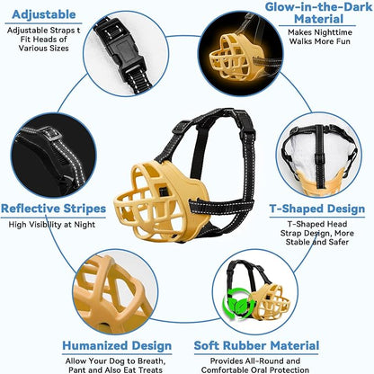 Dog Muzzle for Large Dogs, Breathable Basket Muzzles for Small, Medium and X-Large Aggressive Dog, Allows Panting Drinking, Suitable for Grooming Trimming Training (4, Luminous Orange)