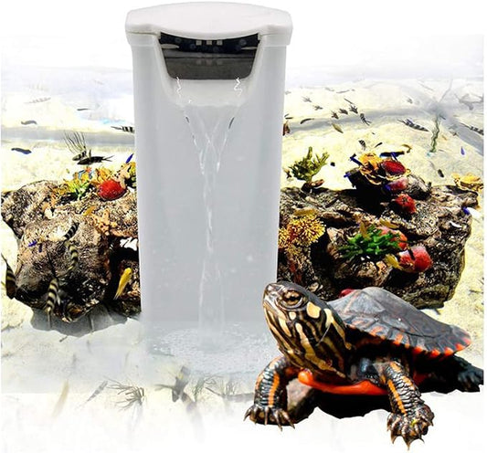 Aquarium Waterfall Filter Reptiles Turtle Filter for small tank 1-15 gallon, Low Level Water Clean Pump Internal Bio Media Water Filtration System for Fish Amphibian Cichlids Frog (Waterfall Filter)