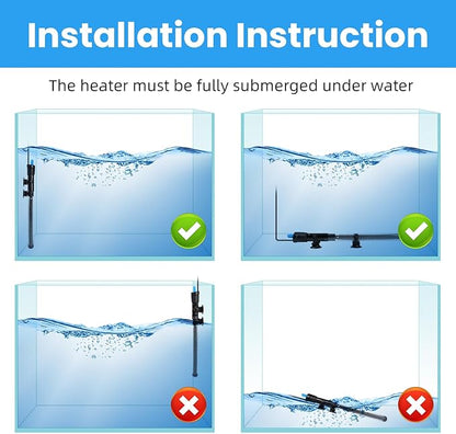 AQUANEAT Aquarium Heater, 25W Fish Tank Heater, Adjustable Submersible Water Thermostat with Digital Thermometer