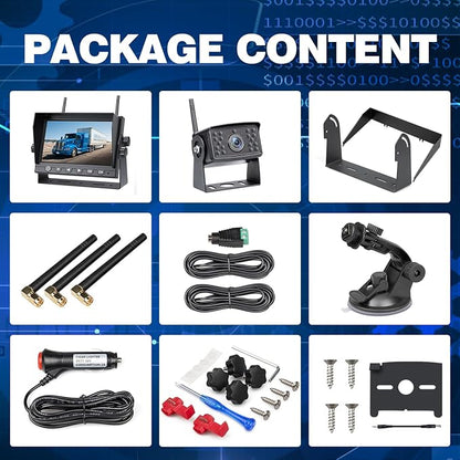 7 Inch RV Backup Camera Wireless, HD 1080P DVR Backup Camera High-Speed Rear View Observation System Stable Signals for RVs, Trucks, Trailers, IP69 Waterproof IR Night Vision