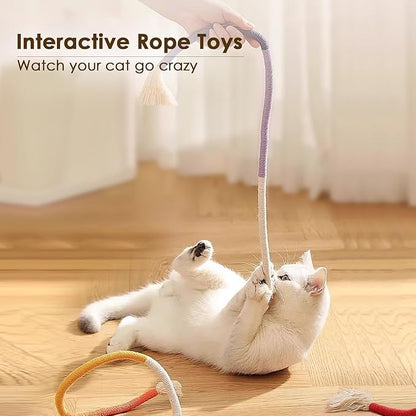 3 PCS Cotton Rope Cat Toys for Indoor Cats, Interactive Cat Rope Toys with Silvervine Fruit for Cats and Kittens, Handmade Pet Chew Toys for Teeth Cleaning