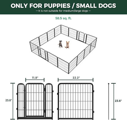 FXW Homeplus Unleashed Indoor Dog Playpen - Stress-Free and Safe Play, Heavy Duty 24 Inch 16 Wire Panels Dog Pen for Puppy and Small Dogs, Black│Patented