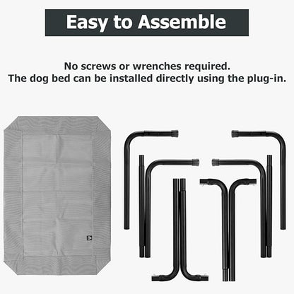 Elevated Dog Bed for Outdoor, XL Raised Dog Cot with Washable Mesh, Cooling Pet Cot Chew Proof for Outside Camping, 47 inch Grey