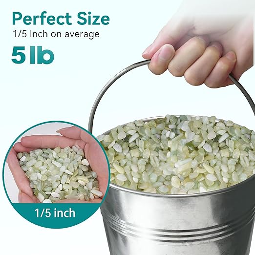 5 lbs Jade Pebbles for Indoor Plants, 1/5 Inch Succulent and Cactus Pebbles, Decorative Gravel for Vases, Bamboo,Terrarium, Crafts, Cactus