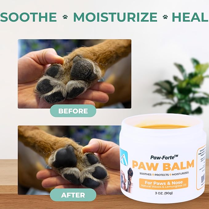 Forticept PAW Balm | Dog Paw Protector from Hot Pavement, Dirt, Salt, Ice and Snow | Soother and Moisturizer for Cracked Dog Paw Pads | Natural Wax Based, Lick Safe 3 oz