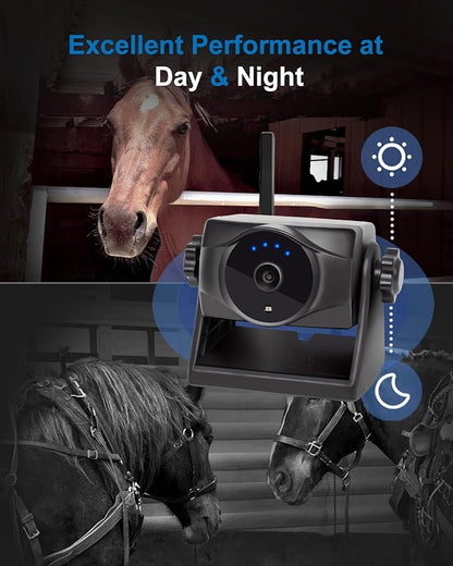 1080P Magnetic Wireless Backup Camera, 90 Days Standby Rechargeable Battery, Waterproof Rear/Front View Camera for Hitching Boat Trailer Horse Pickup RV Car for iPhone iPad Android