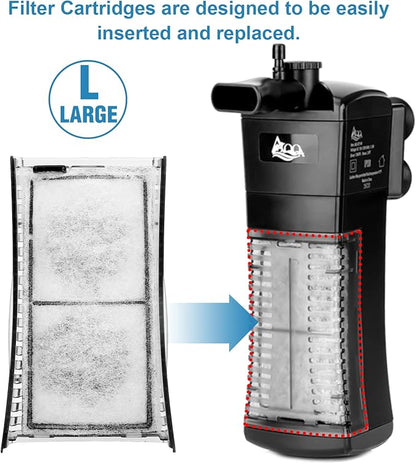 AQQA 8 Pack Aquarium Replacement Filter Cartridge Fish Tank Filter Cartridge for Aquarium Internal Filter (Large)