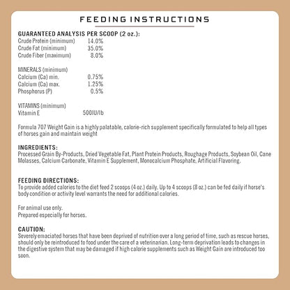 Formula 707 Weight Gain Crumble Equine Supplement, 7 lb Bag – Palatable, Calorie-Rich Nutritional Support for Hard-to-Keep and Senior Horses