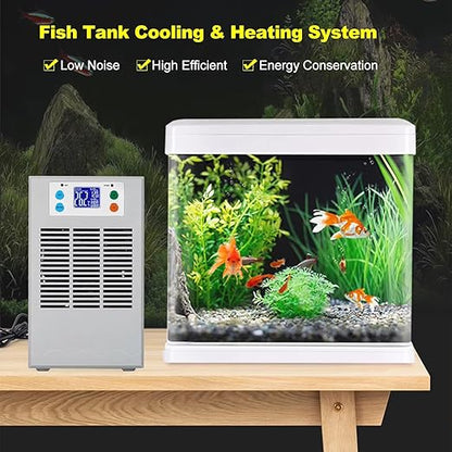 Electric Water Heater Chiller, AC 100‑240V 20L Aquarium Chiller ABS Housing Digital Display Intelligent Temperature Control 70W with Pump for Fish (US Plug Pump US Plug 110V)