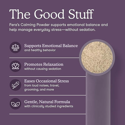 Fera Pets Calming Supplement for Dogs & Cats with Probiotics, L-Theanine, and Ashwagandha - Supports Anxiety Relief - Promotes Relaxation - 60 Scoops