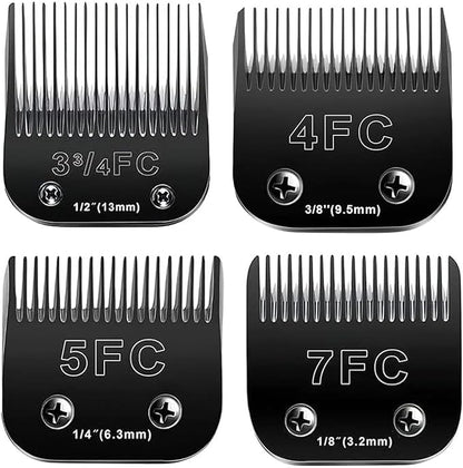 4PCS Dog Grooming Replacement Blades Compatible with Andis/Oster A5/Wahl KM-10 Series Dog Clippers,Detachable Clipper Replacement Blade,Black (4PCS Black-#3FC+4FC+5FC+7FC)
