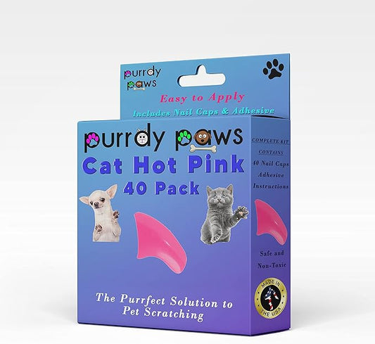 40 Pack Soft Nail Caps for Cat Claws HOT Pink Kitten