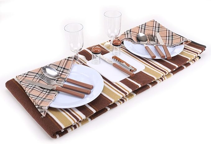 apollo walker Picnic Backpack Bag for 2 Person with Cooler Compartment, Detachable Bottle/Wine Holder, Fleece Blanket, Plates and Cutlery(2 Person, Brown)