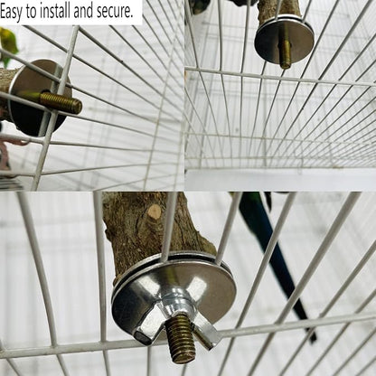 Allazone 5 PCS Natural Wooden Parrot Stand Bird Perch Stand Grape Stick Hanging Multi Branch Perch for Parrots, Bird Cage Accessories