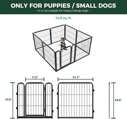 FXW Homeplus Unleashed Indoor Dog Playpen - Stress-Free and Safe Play, Heavy Duty 24 Inch 8 Wire Panels Dog Pen for Puppy and Small Dogs, Black│Patented