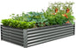 A ANLEOLIFE 8X4X1.5ft Galvanized Raised Garden Bed Kit, Rectangular Large Metal Deep Root Planters for Outdoor Plants Vegetables Flowers Herb, 359 Gallon Capacity- Quartz Grey