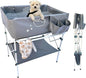 Elevated Dog Bathtub, Portable Dog Washing Station for Home with Towel Bar & Storage, Folding Pet Bath Tub for Small & Medium Dogs