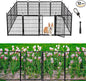 Garden Fencing 48in High, 12 Panels Total 26.6Ft(L) Dog Fence Outdoor for Yard, Gate 21 in Wide with Low Sills. Black Metal Fencing for Yard 4ft Tall, Garden Fences, Animal Barrier Fence