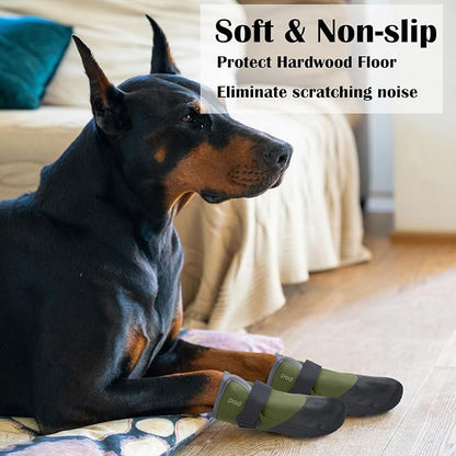 Dog Shoes Lightweight Dog Boots-Breathable Knitted Paw Protector with Adjustable Strap for Hot Pavement, Rain Walking, Hardwood Floors Anti Slip Reduce Noise, Prevent Licking Paws(Green,M)