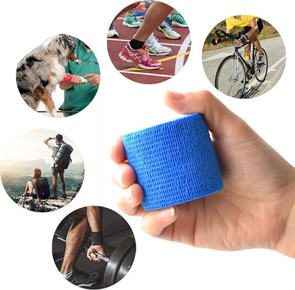 9 Pack 2" x 5 Yards Self Adhesive Bandage Wrap Self Stick Wrap for Ankle, Wrist, Finger, Sports, Breathable Cohesive Vet Tape for Pets (Dark Blue)